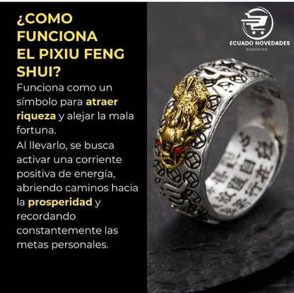 Anillo de Prosperidad Espiritual Feng Shui Pixiu