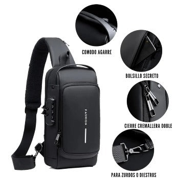 BOLSO INTELIGENTE NEGRO ANTIROBO CON PUERTO USB